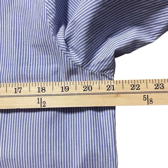 Talbots Embroidered Striped Boho Top Blue White Bell Sleeve Women’s Large EUC - Picture 14 of 16